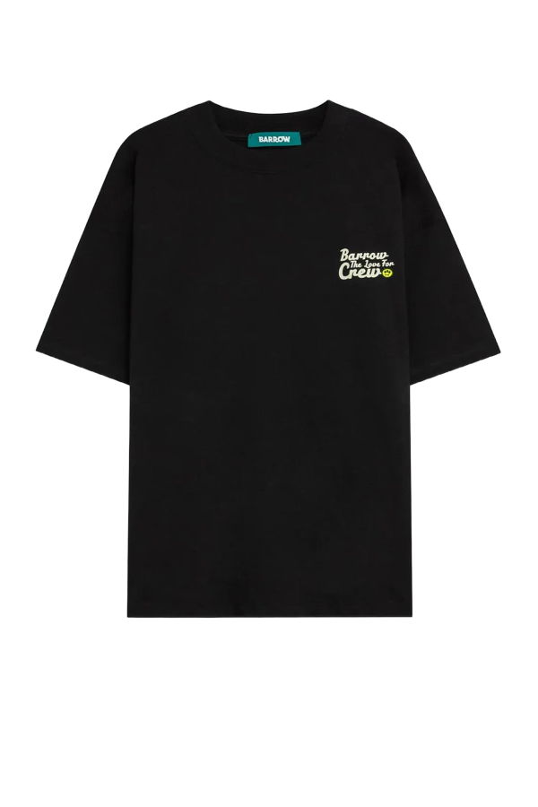 Barrow Cotton T-Shirt With Logo Print on the Front - Black