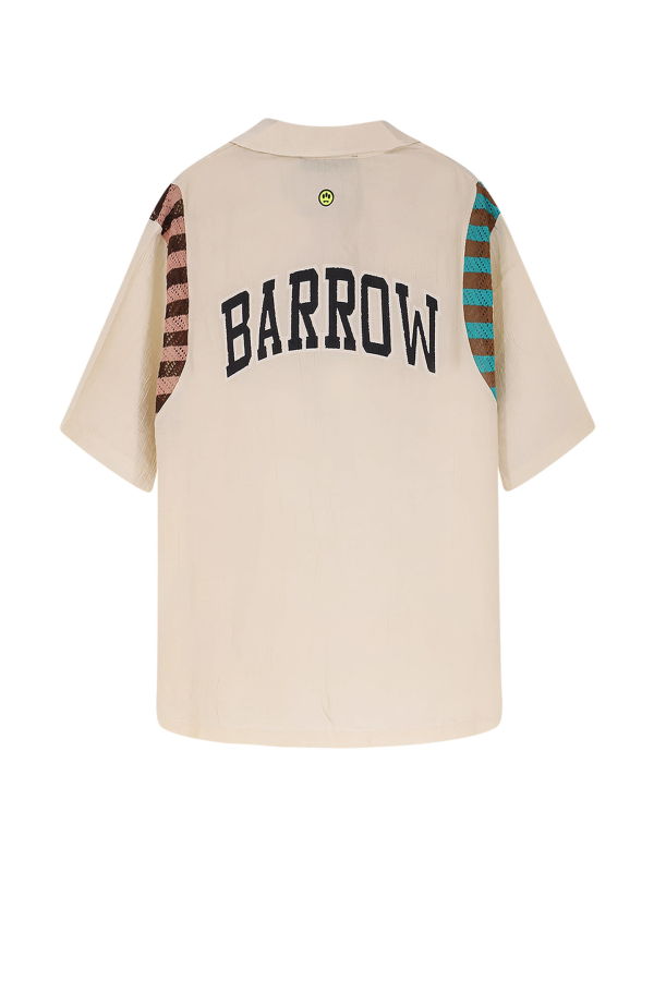 Barrow Viscose Shirt With Front Logo Print - Beige