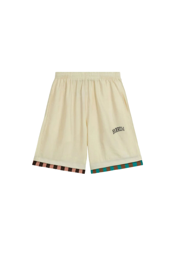 Barrow Viscose Blend Bermuda Logo Print Shorts - Beige