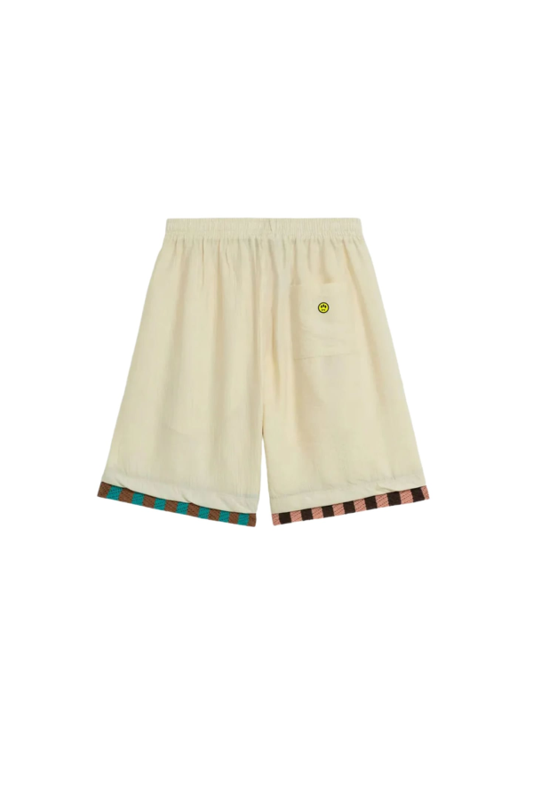 Barrow Viscose Blend Bermuda Logo Print Shorts - Beige