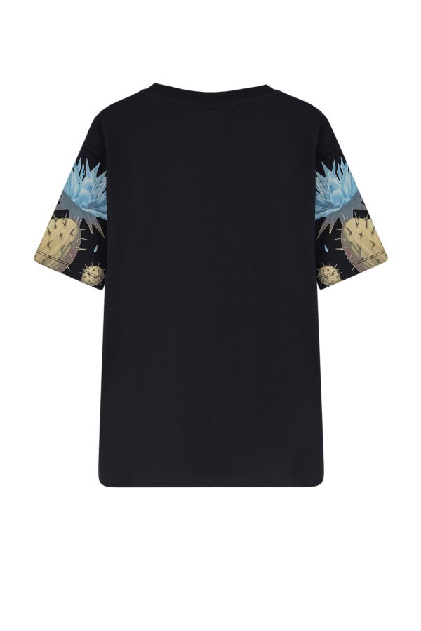 Barrow Cotton T-Shirt with Multicolor Front Print Tee - Black