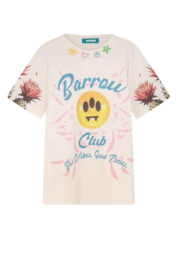Barrow Cotton T-Shirt With Frontal Logo Print - Beige