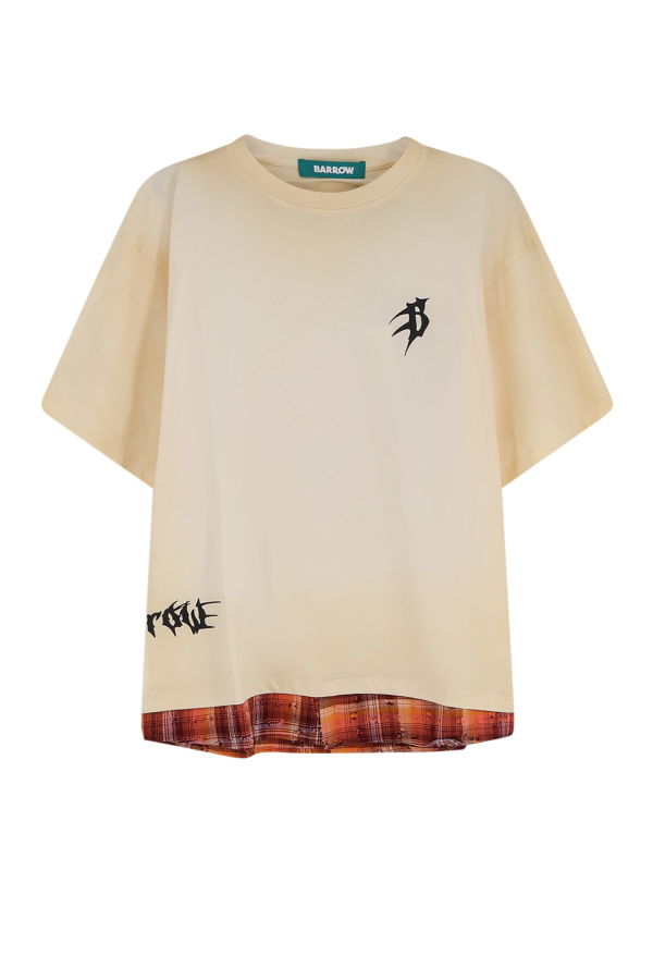 Barrow Cotton T-shirt With Front Print T-Shirt - Beige