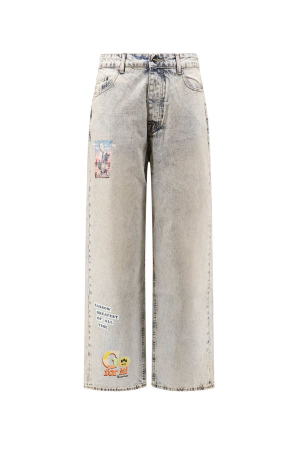 Barrow Cotton Jeans With All-Over Print - Light Blue