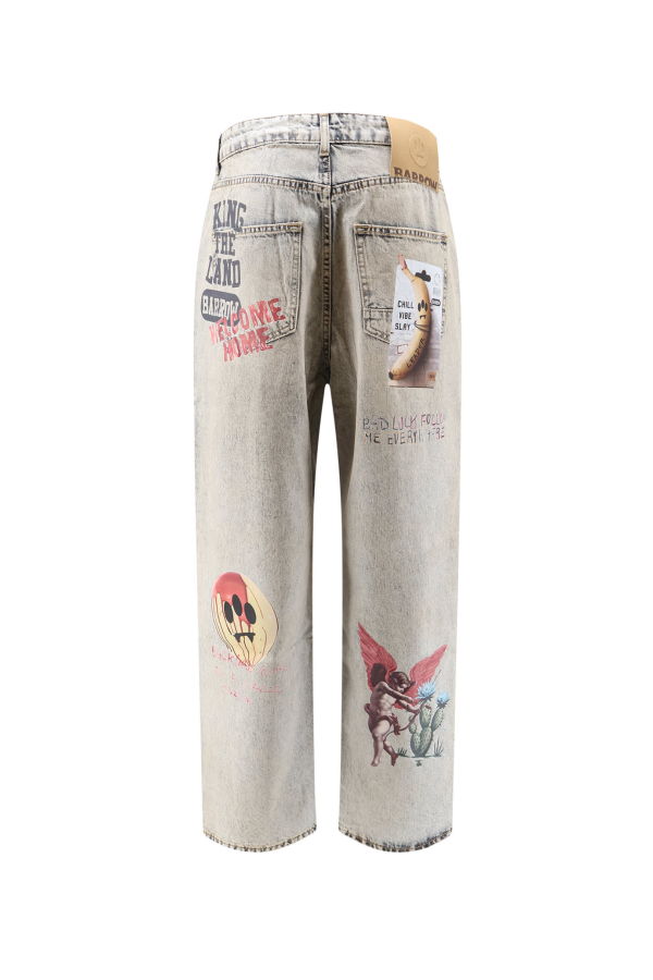 Barrow Cotton Jeans With All-Over Print - Light Blue