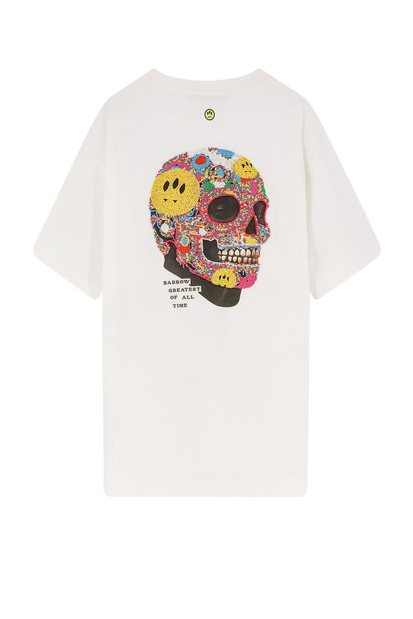 Barrow Cotton T-Shirt with Multicolored Logo on the Back Tee - Cocco