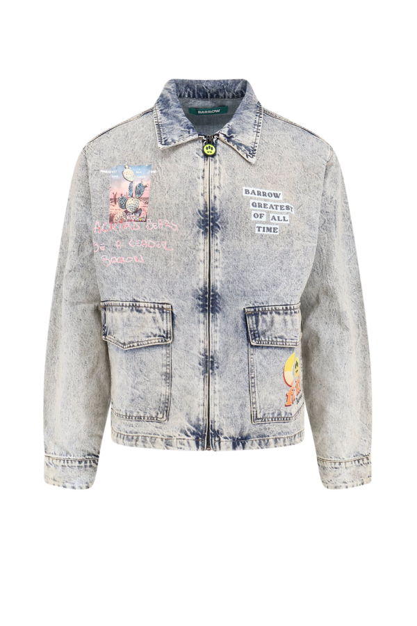 Barrow Denim Jacket With Front Print Jacket - Light Blue