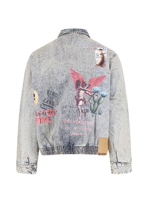Barrow Denim Jacket With Front Print Jacket - Light Blue