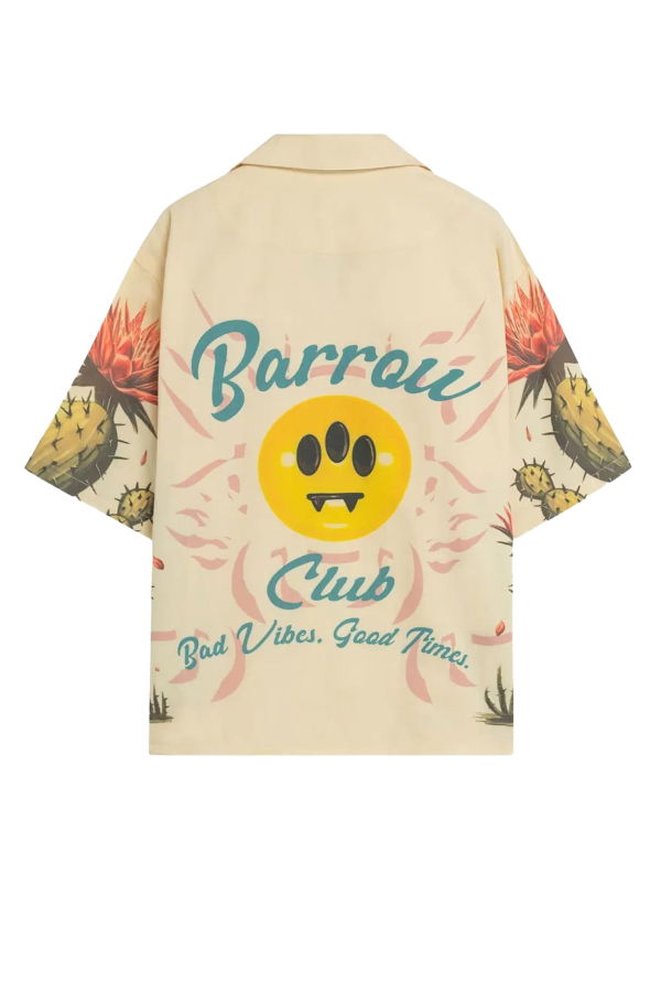 Barrow Cotton Shirt With Cactus Print - Beige