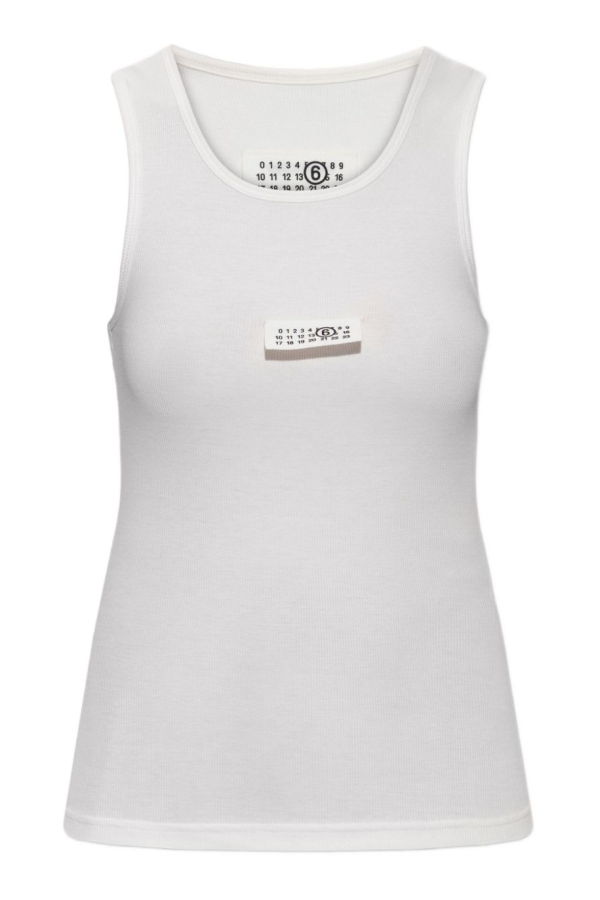 MM6 Maison Margiela Logo Cotton Tank Top - White