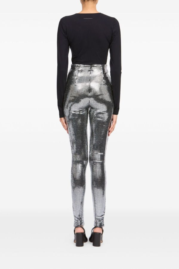 MM6 Maison Margiela Metallized Leggings - Silver
