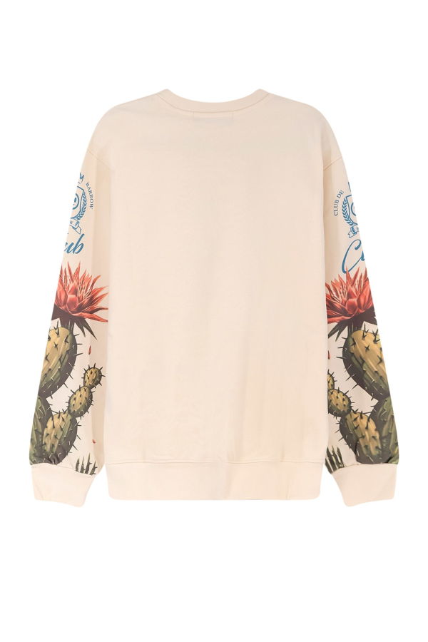 Barrow Cotton Sweatshirt With Cactus Print Sweatshirt - Beige