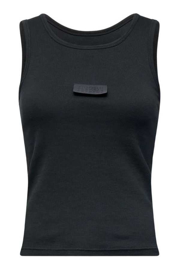 MM6 Maison Margiela Logo Cotton Tank Top - Black