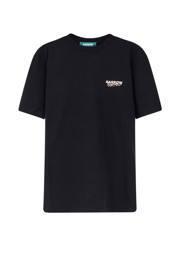 Barrow Cotton T-Shirt With Frontal Logo Print Top - Black