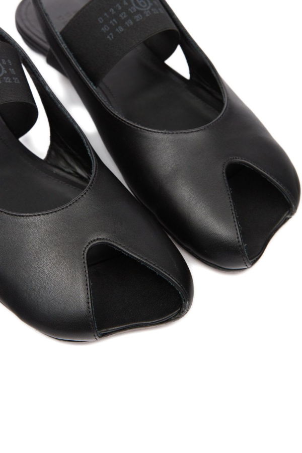 MM6 Maison Margiela Leather Slingback Ballets Flat Shoes - Black