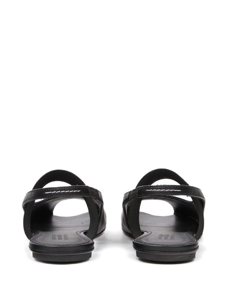 MM6 Maison Margiela Leather Slingback Ballets Flat Shoes - Black