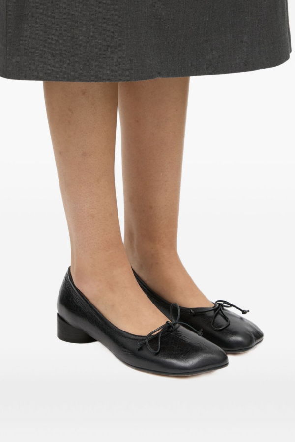 MM6 Maison Margiela Leather Ballets Flat Shoes - Black