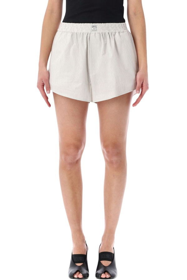 MM6 Maison Margiela Striped Cotton Poplin Shorts - Striped White
