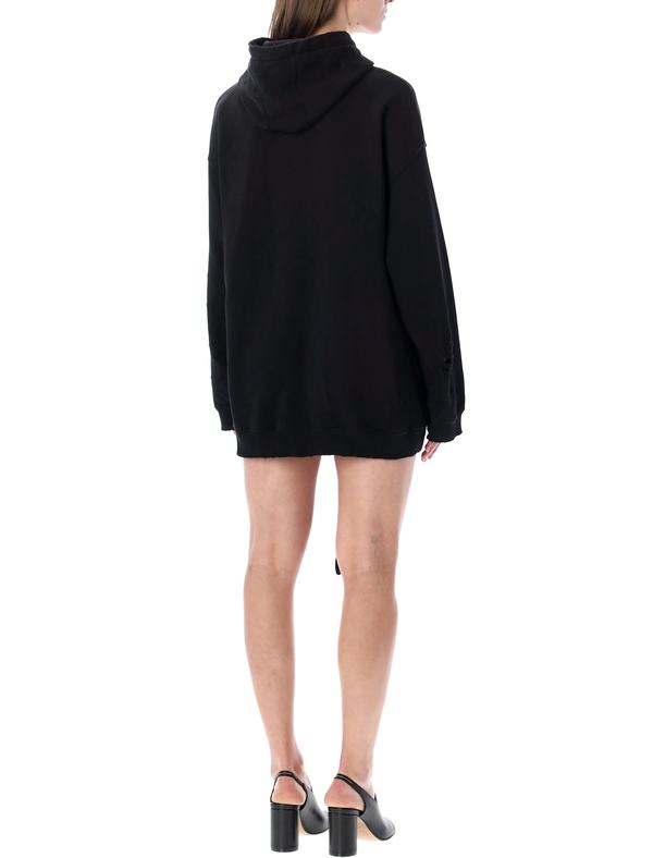 MM6 Maison Margiela Hooded Sweatdress With Gloves Dress - Black