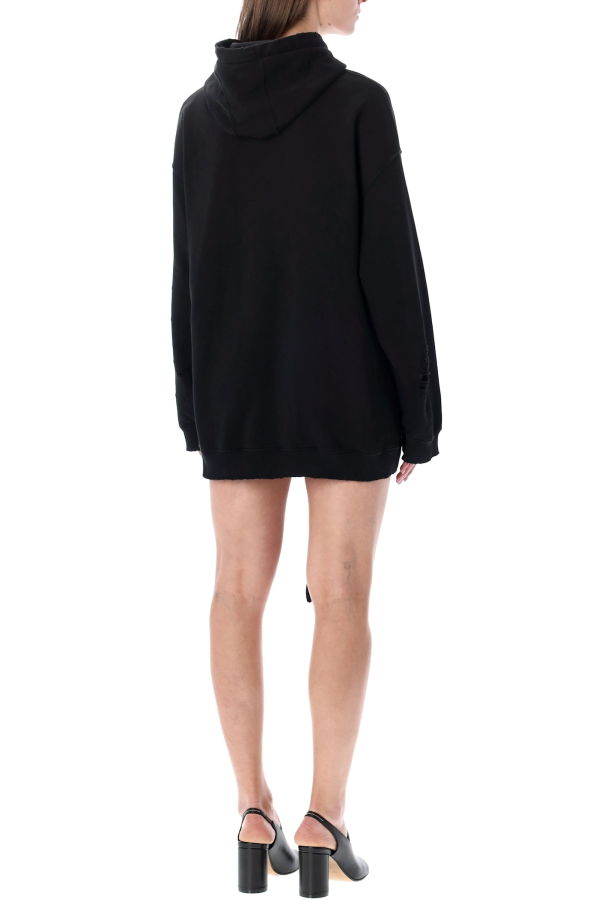 MM6 Maison Margiela Hooded Sweatdress With Gloves Dress - Black