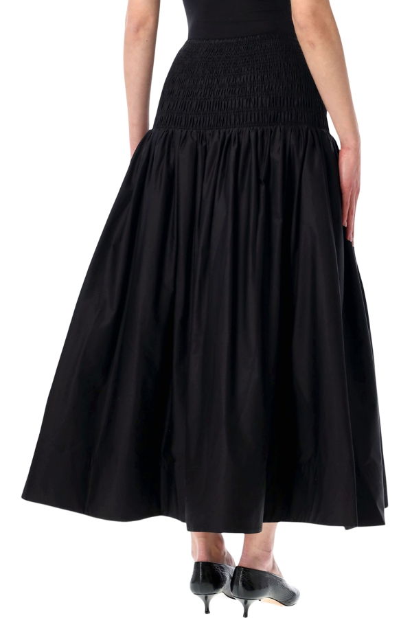 Self-Portrait Cotton Midi Skirt - Black