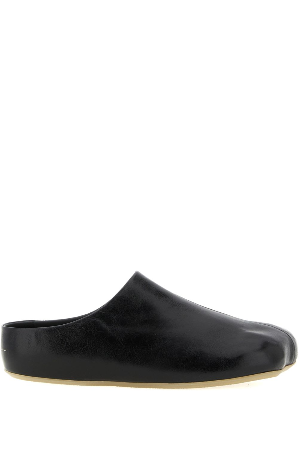 MM6 Maison Margiela Leather Slippers - Black