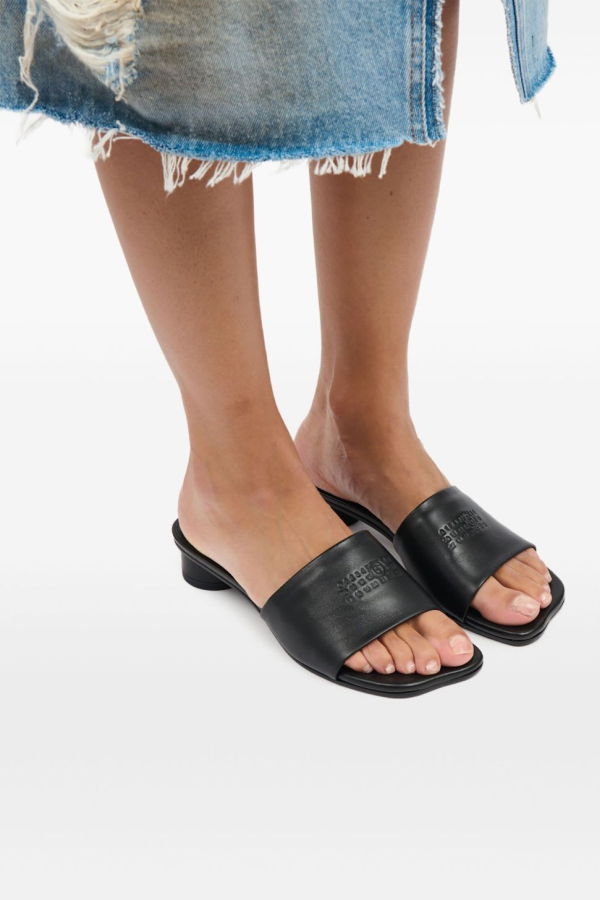 MM6 Maison Margiela Leather Slides - Black