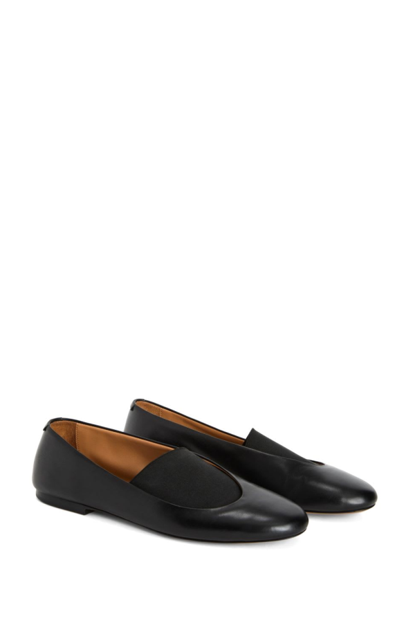 Jil Sander Leather Ballets Flat Shoes - Black