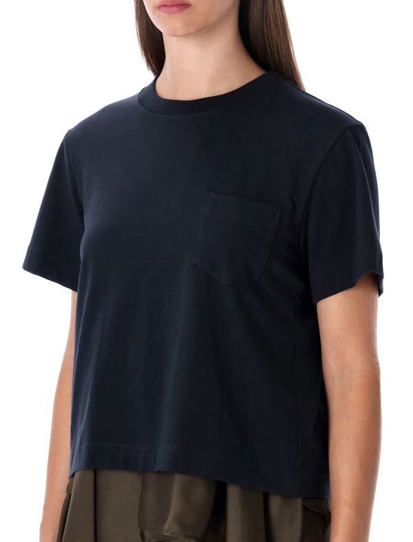 sacai T-Shirt With Voile Back Insert - Navy Khaki