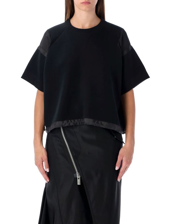 sacai Oversized Technical Cotton T-Shirt With Adjustable Drawstring Hem - Black sacai Oversized Technical Cotton T-Shirt With Adjustable Drawstring Hem - Black