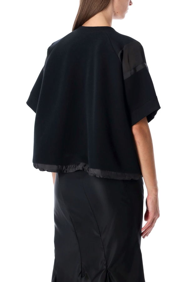 sacai Oversized Technical Cotton T-Shirt With Adjustable Drawstring Hem - Black