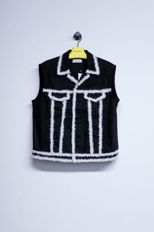 KIDS Ernest W. Baker Organic Denim Trim Sleeveless Denim Jacket - Black