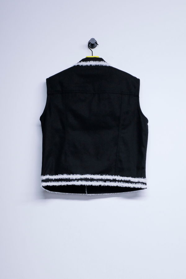 KIDS Ernest W. Baker Organic Denim Trim Sleeveless Denim Jacket - Black