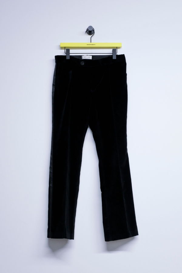 Ernest W. Baker Black Velvet Pipping Flare Trousers