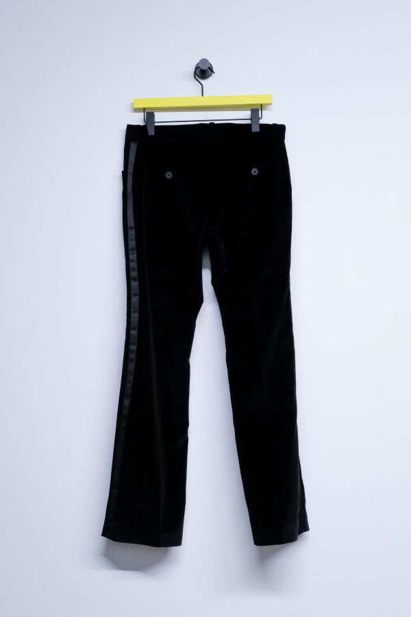Ernest W. Baker Black Velvet Pipping Flare Trousers