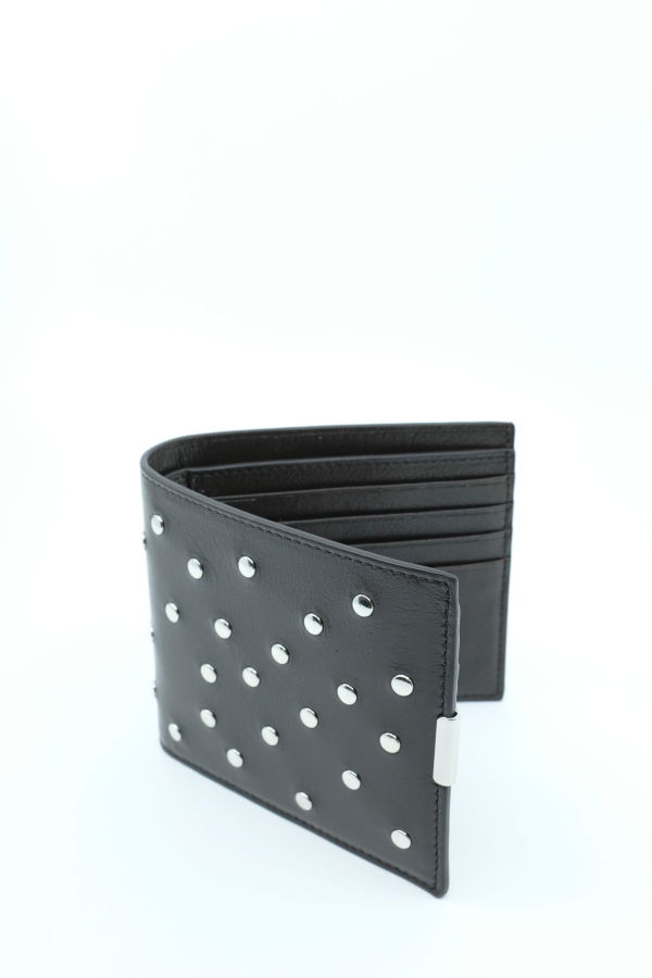 Lemaire Dark Chocolate Leather Soft Tab Studs Dots Bifold Wallet