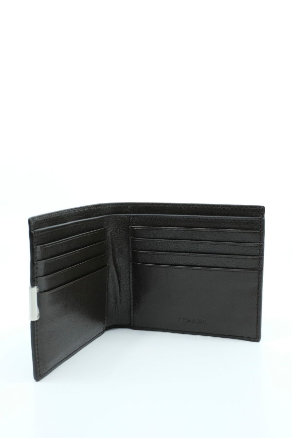 Lemaire Dark Chocolate Leather Soft Tab Studs Dots Bifold Wallet