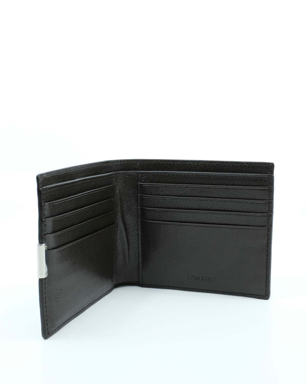 Lemaire Dark Chocolate Leather Soft Tab Studs Dots Bifold Wallet - Image 2 of 5