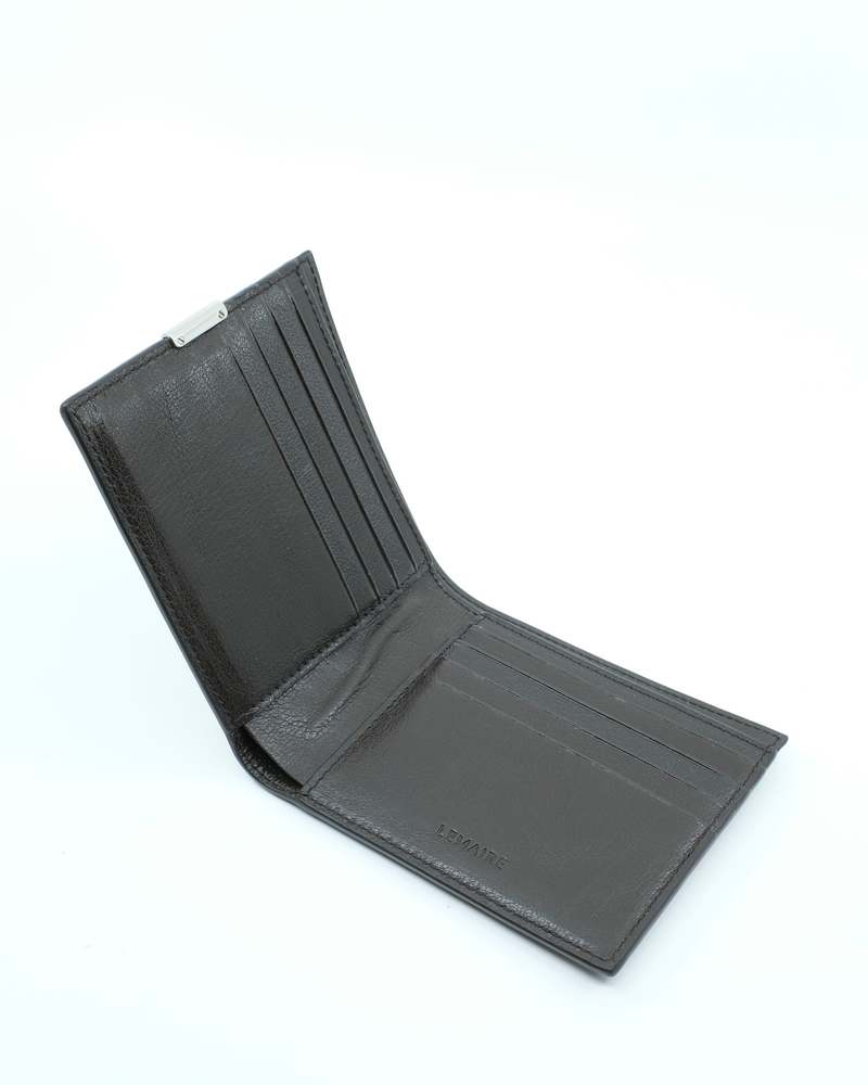 Lemaire Dark Chocolate Leather Soft Tab Studs Dots Bifold Wallet