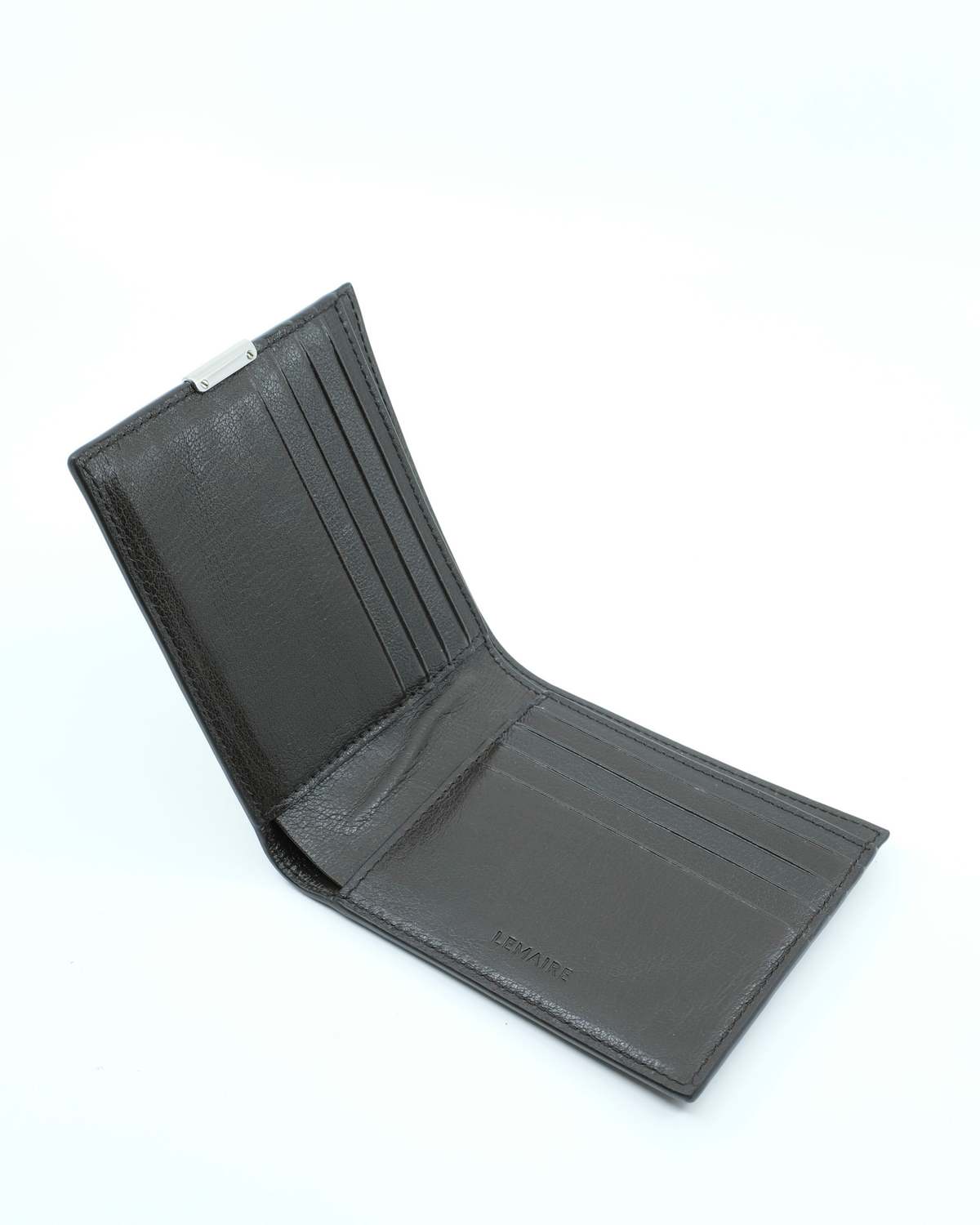 Lemaire Dark Chocolate Leather Soft Tab Studs Dots Bifold Wallet - Image 3 of 5