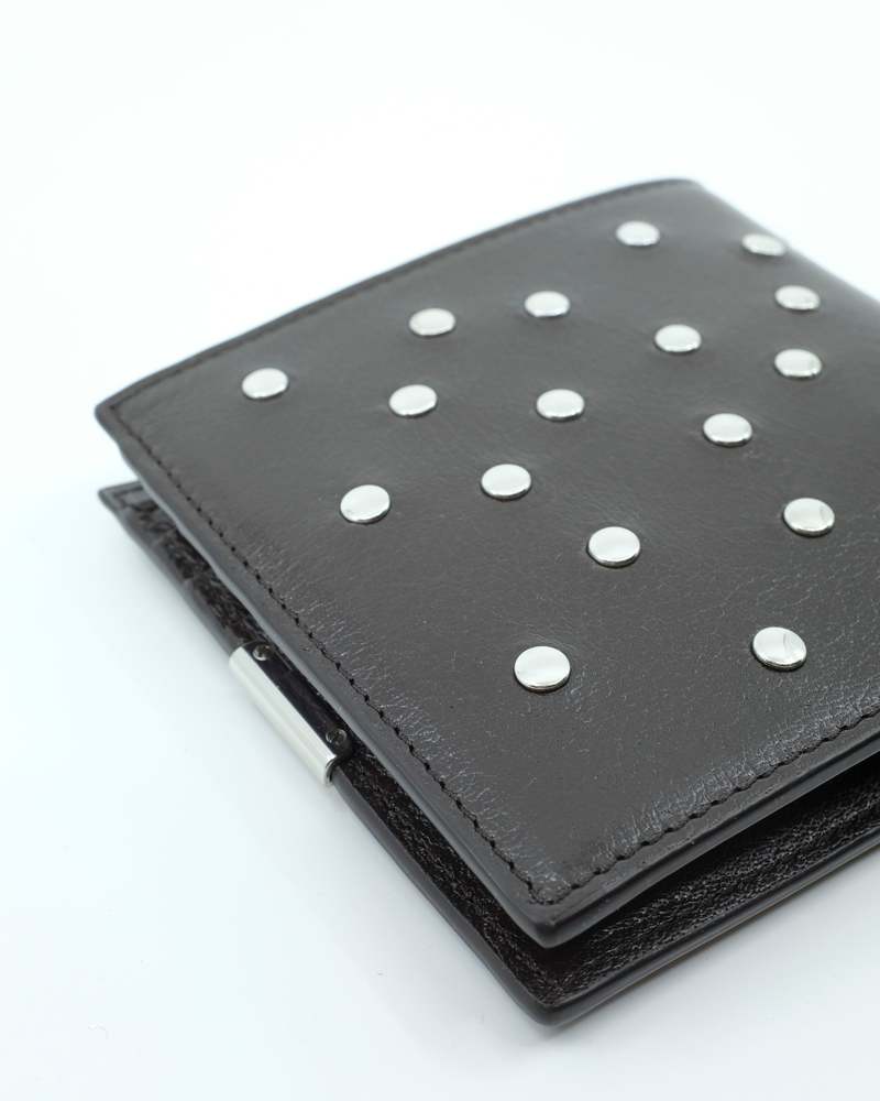 Lemaire Dark Chocolate Leather Soft Tab Studs Dots Bifold Wallet