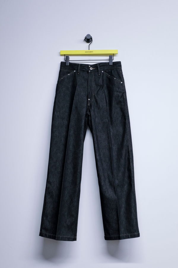 Lemaire Slate Denim Wide Pant With Studs Pants