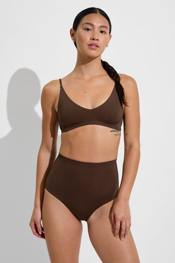 Left On Friday Sunday Top Bikini Top - Cold Brew