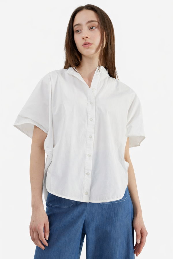 Meg Rounded Hem Shirt - White