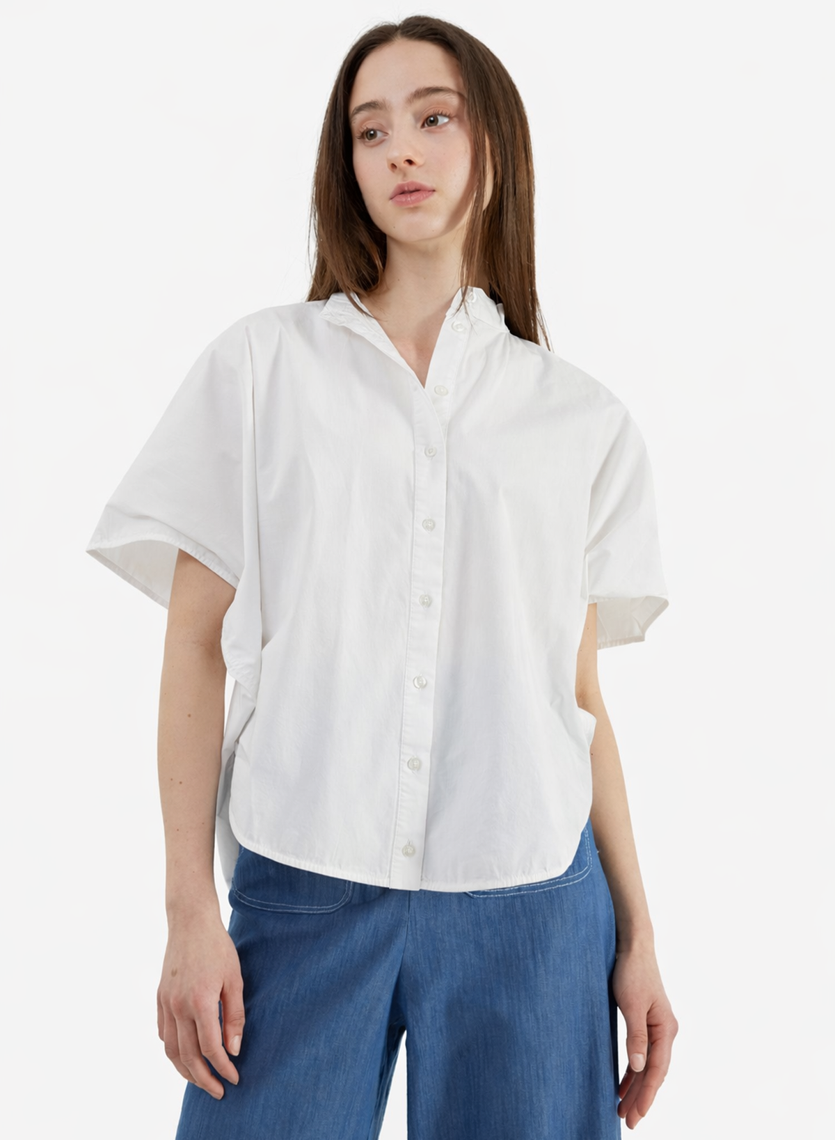 Meg Rounded Hem Shirt - White - Image 1 of 3