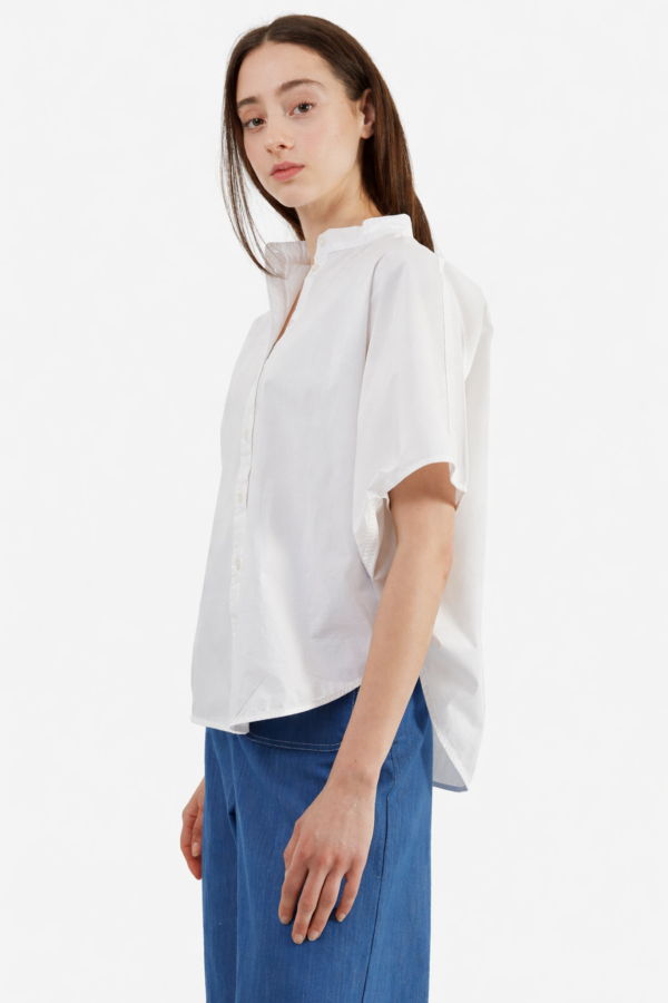 Meg Rounded Hem Shirt - White