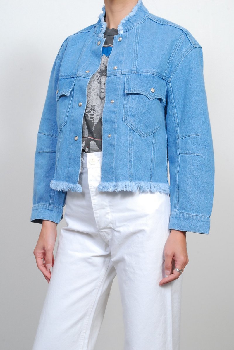 Nanushka Engineered Denim Jacket Washed Blue Garmentory