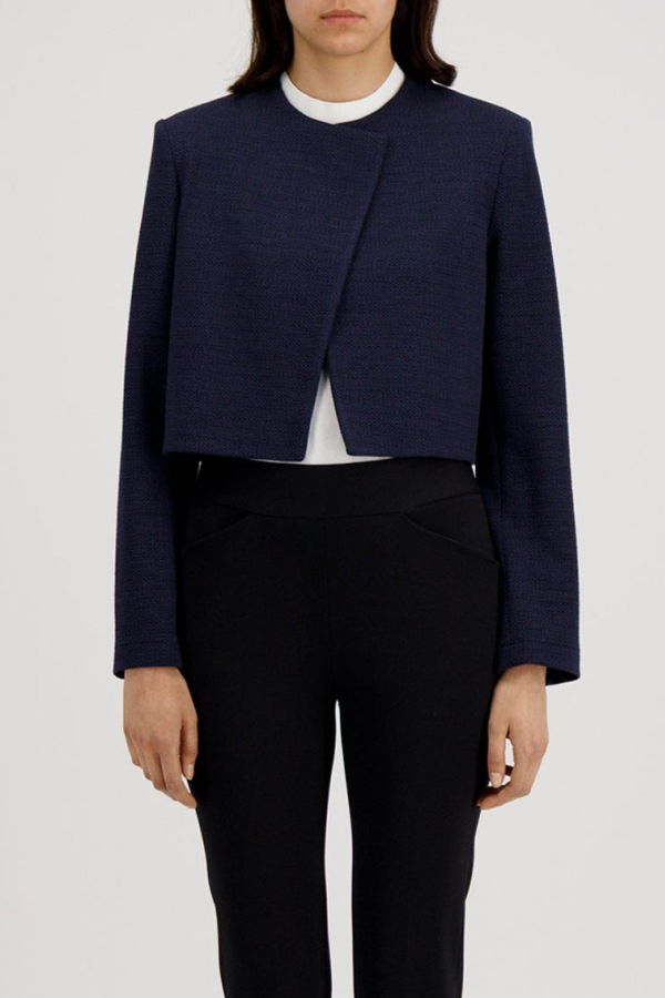 Harris Wharf London Wool Bolero Jacket - Dark Blue