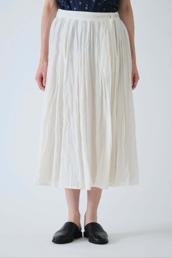 Pas de Calais Silk Tuck Gather Skirt - Ivory