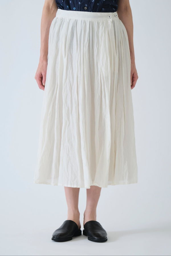 Pas de Calais Silk Tuck Gather Skirt - Ivory